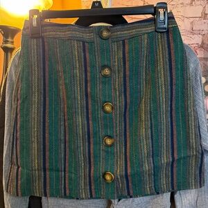 Striped Button-Front Mini Skirt